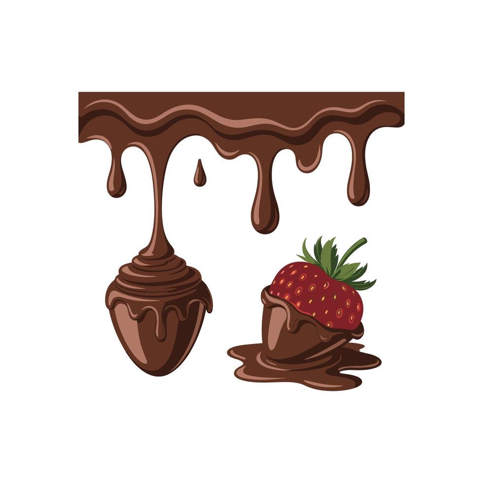 Strawberry dipped in tasty traditional swiss chocolate vector