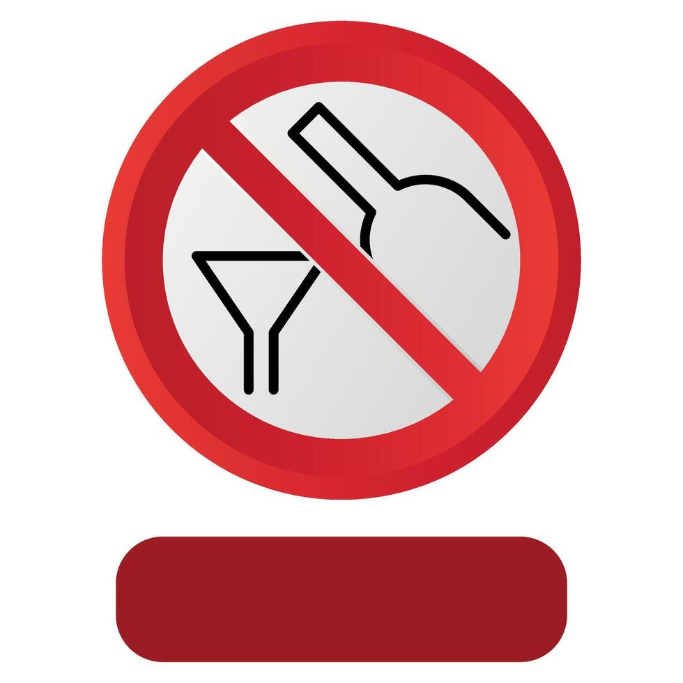stylized prohibitory red sign icon prohibited to drink alcohol isolated on white background vector