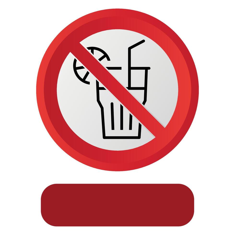 prohibitory red sign icon prohibited drinking and consuming beverages isolated on white background vector