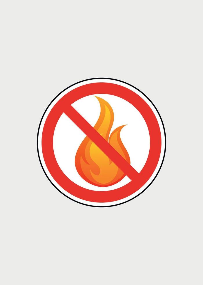 prohibitory red sign icon prohibited to make fire isolated on white background vector