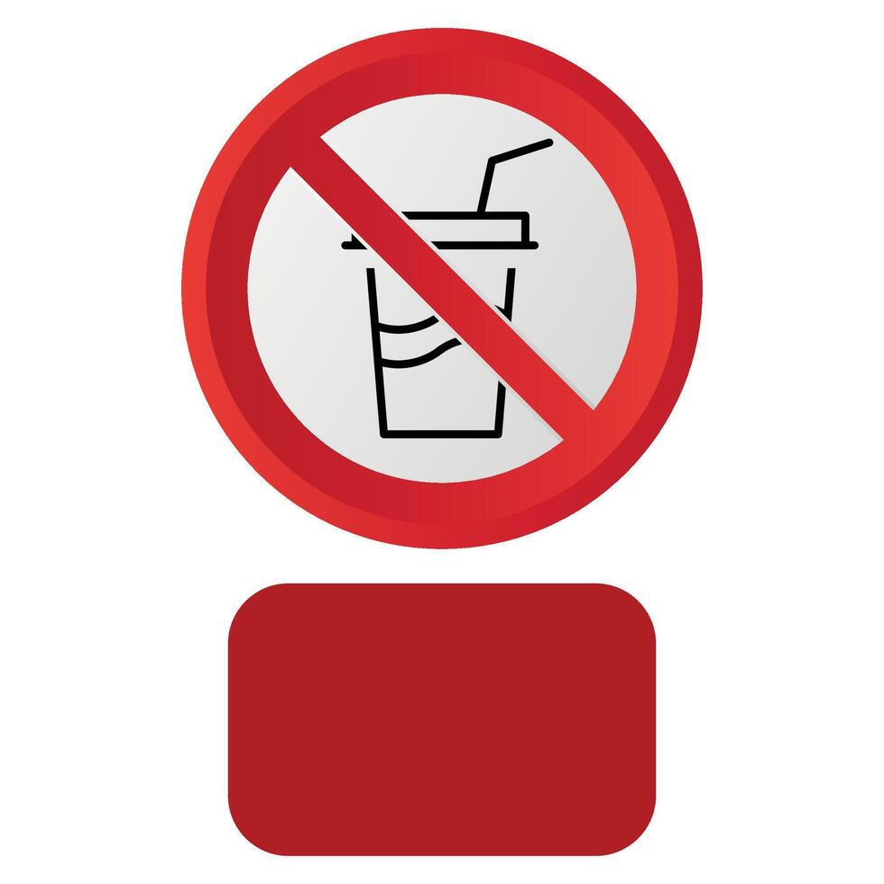 stylized prohibitory red sign icon prohibited drinking and consuming beverages isolated on white background vector