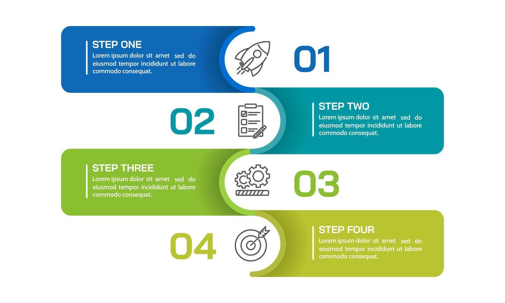 Infographic 4 steps to success. Presentation, Milestone, Timeline, Plan and Strategy. vector