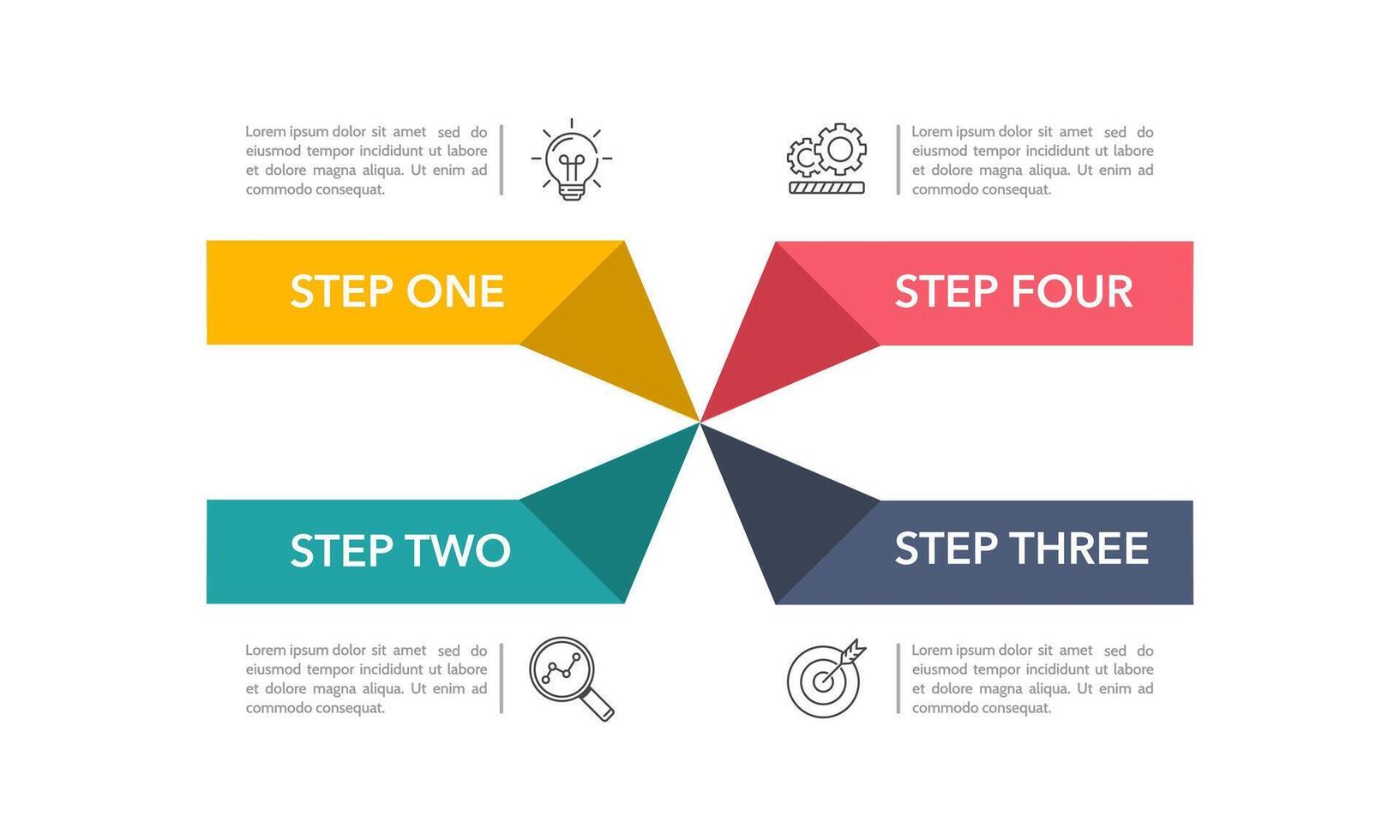 4 Steps or Options infographic design template. Diagram, Report, Business and Corporate presentation. vector