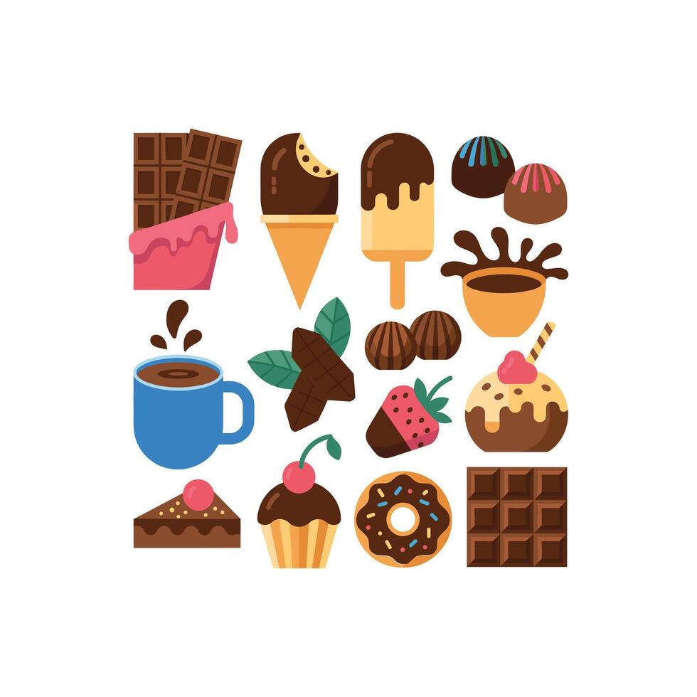 Chocolate Lovers desert Set illustration vector