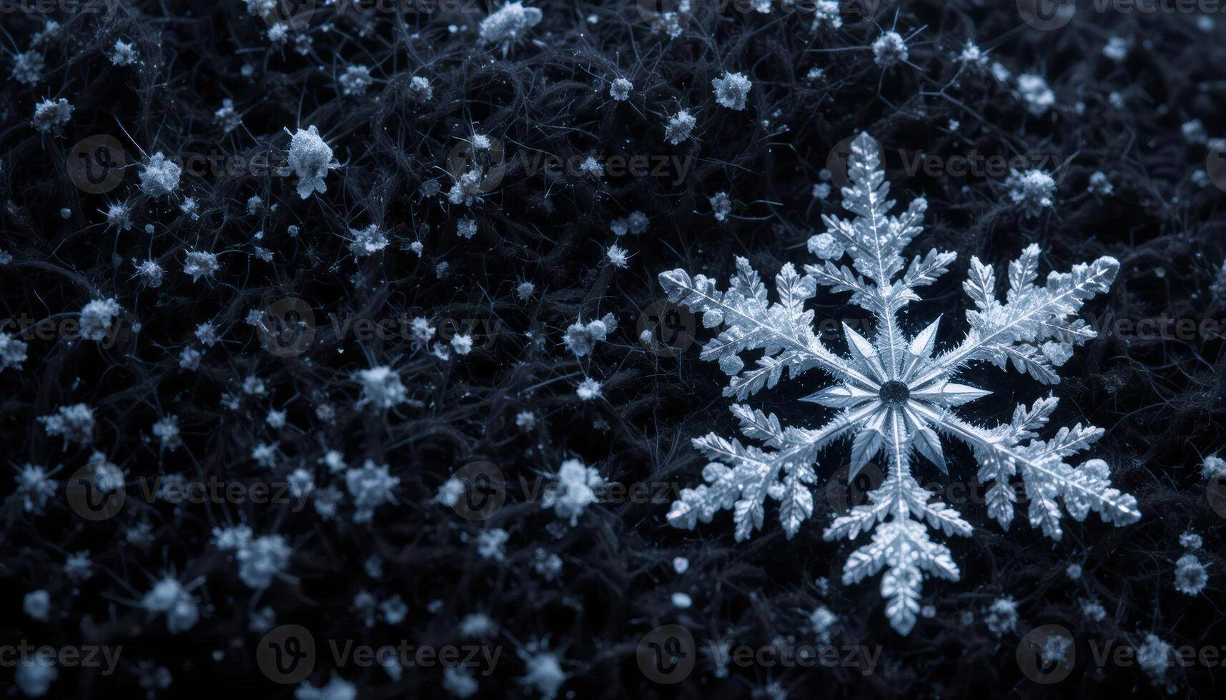 Detailed Ice Crystal on Dark Textured Background Winter Macro photo