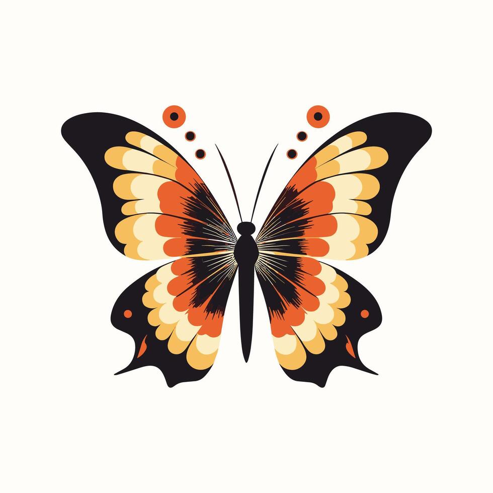 A black and orange butterfly with red eyes vector