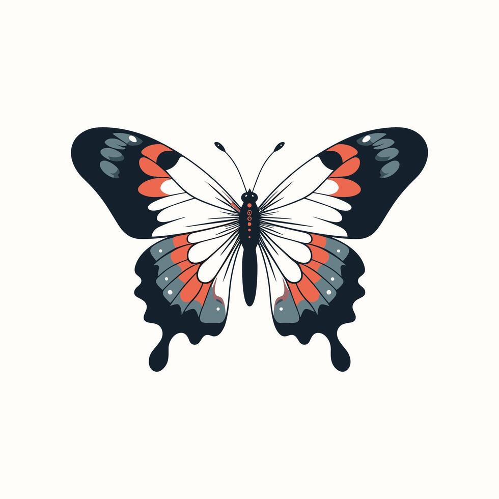 A black and white butterfly with red and white spots vector