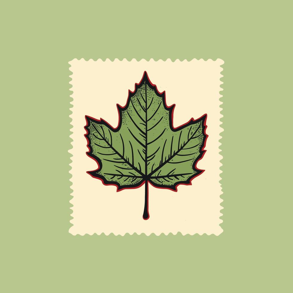 A stamp with a maple leaf on it vector