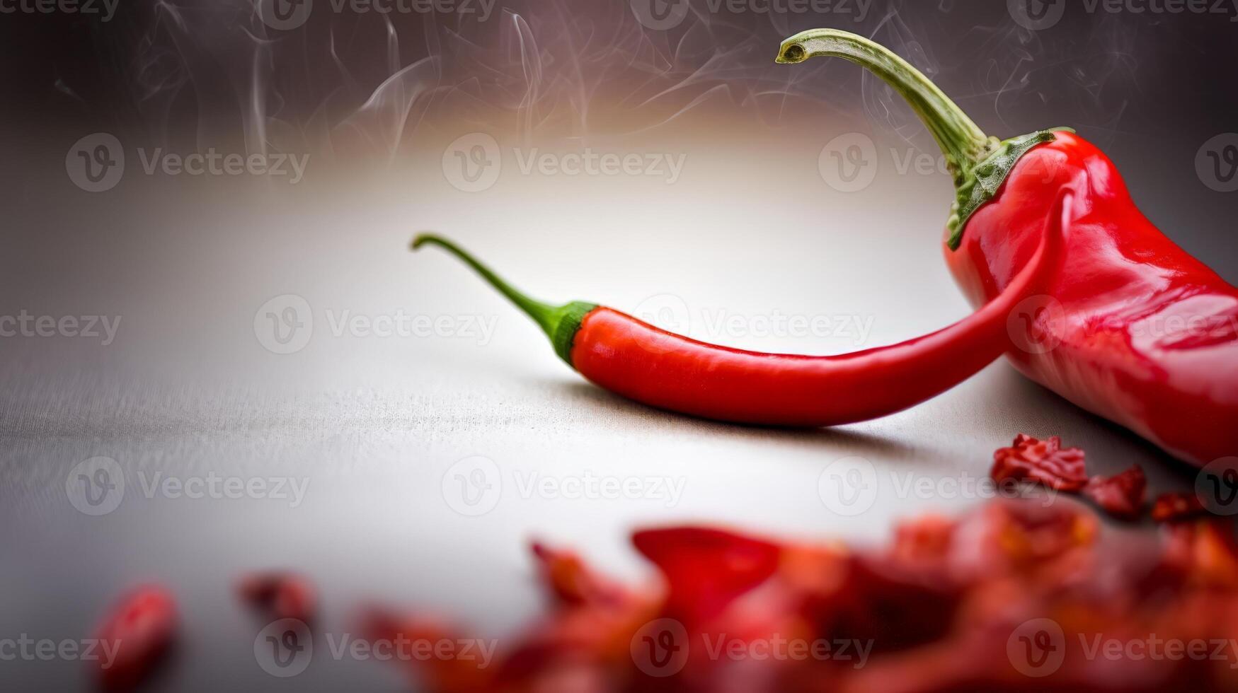 Macro Shot of Vibrant Red Chili Peppers on Grey Surface photo