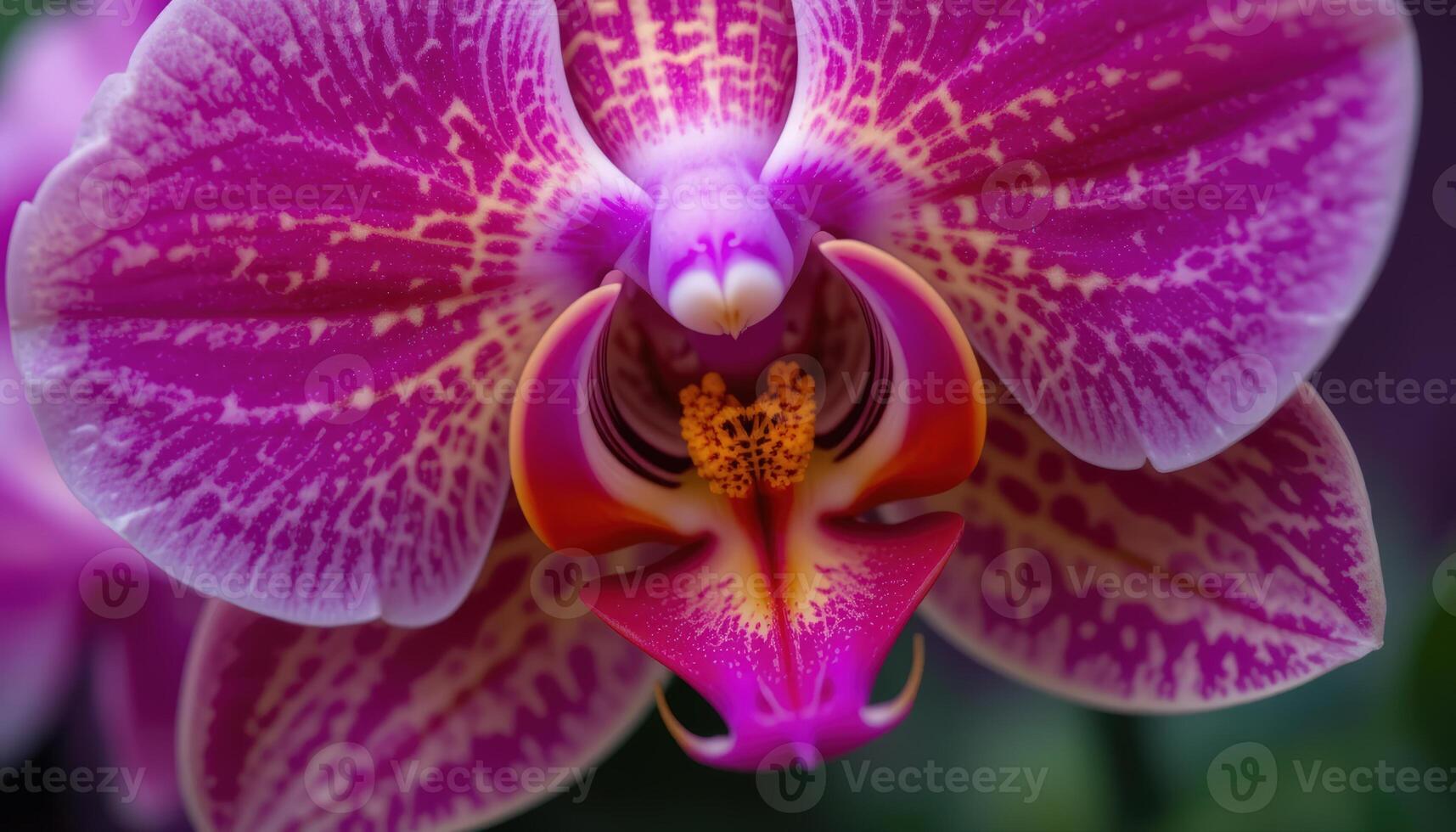 Closeup of a Purple and Pink Flower Blossom with Intricate Petals photo
