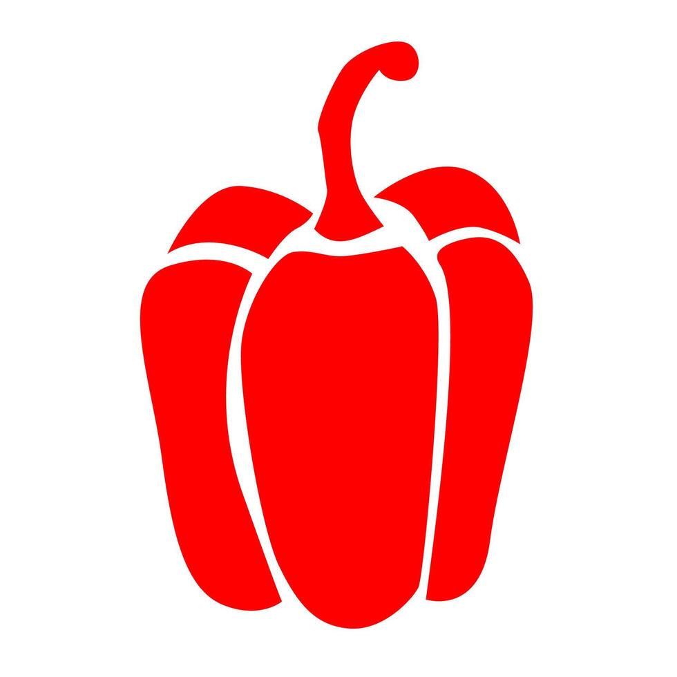 Minimal Red Bell Pepper Icon in Silhouette Style vector