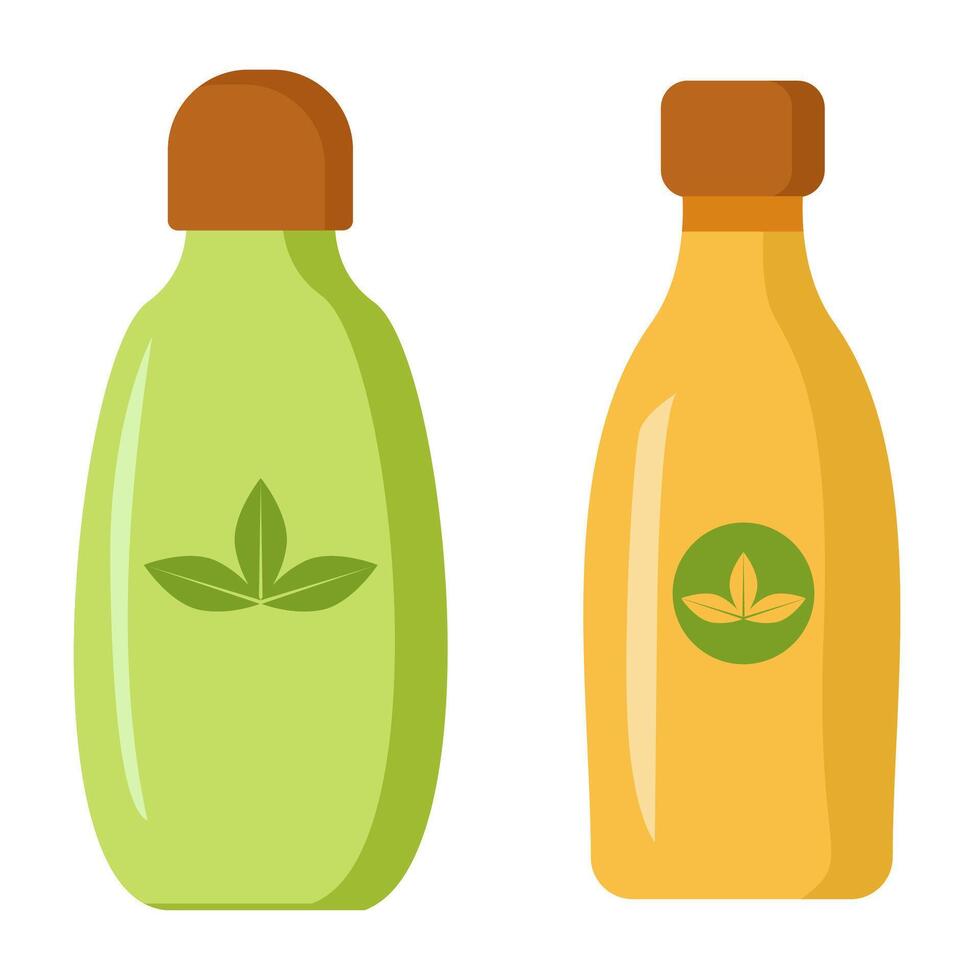 Organic Shampoo Bottles for Healthy Natural Hair Care vector