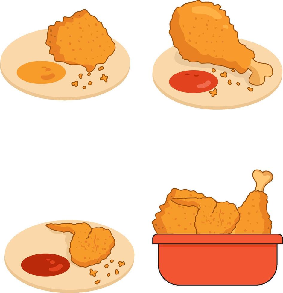 Fried Chicken Meal Set Illustration vector