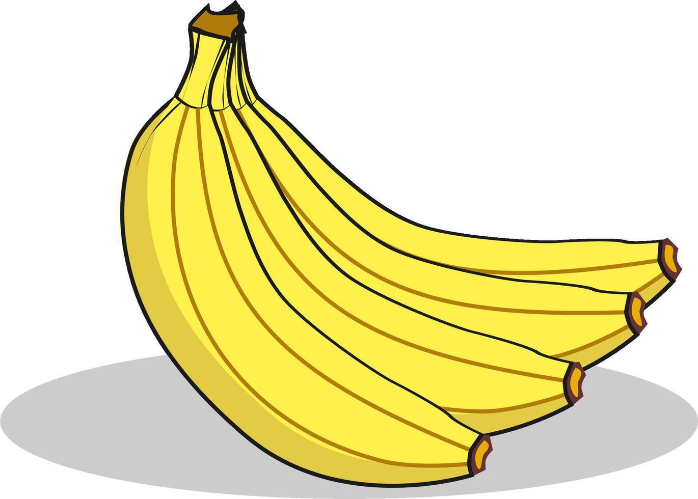 Fresh Yellow Bananas Bunch in Cartoon Style Illustration vector