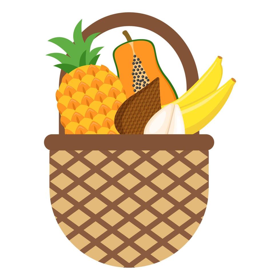 Tropical Fruit Basket Illustration vector