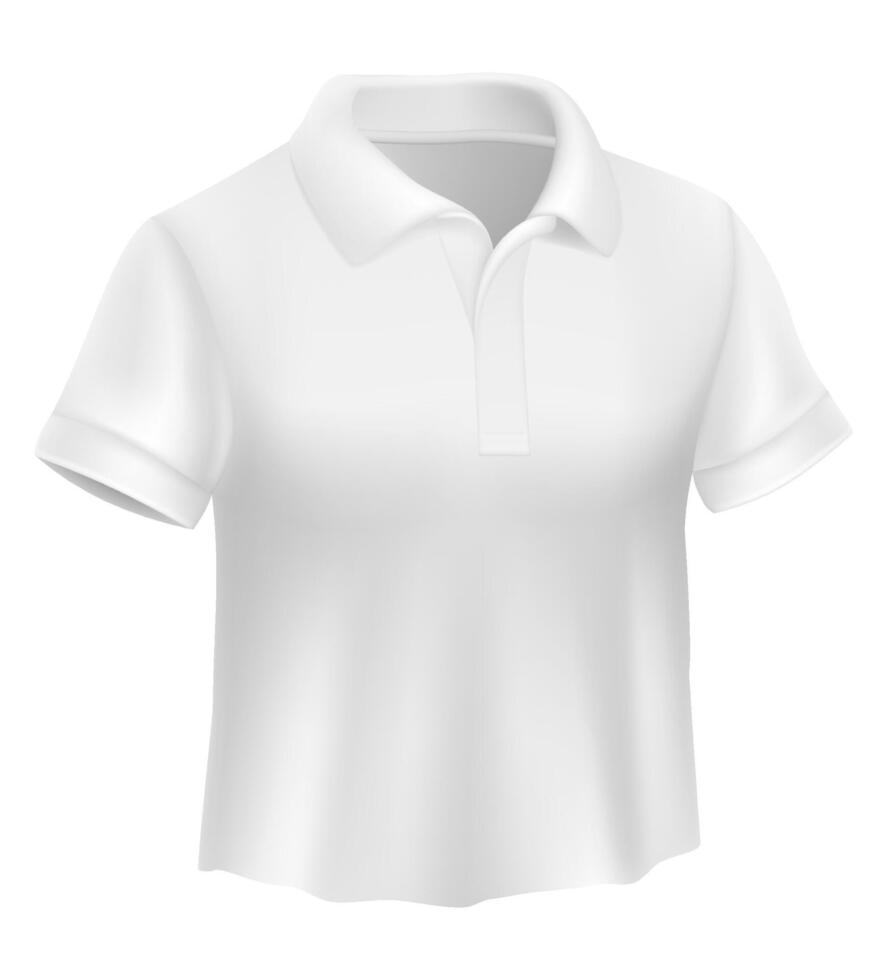 realistic polo of a classic white t-shirt featuring short sleeves and a collar. Ideal for fashion, clothing design, retail concepts illustration vector