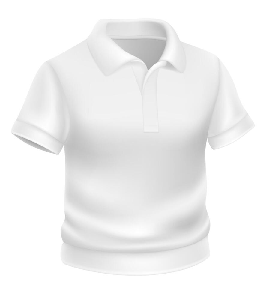 realistic polo of a classic white t-shirt featuring short sleeves and a collar. Ideal for fashion, clothing design, and retail concepts illustration vector