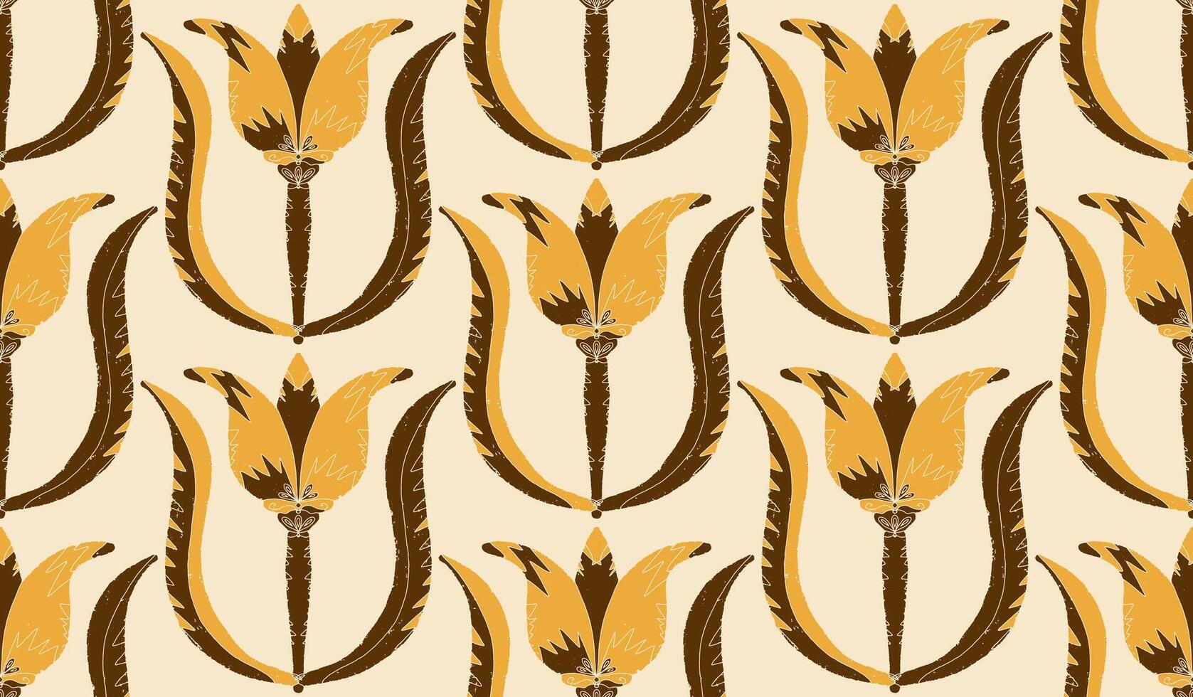 a pattern with brown and yellow flowers vector