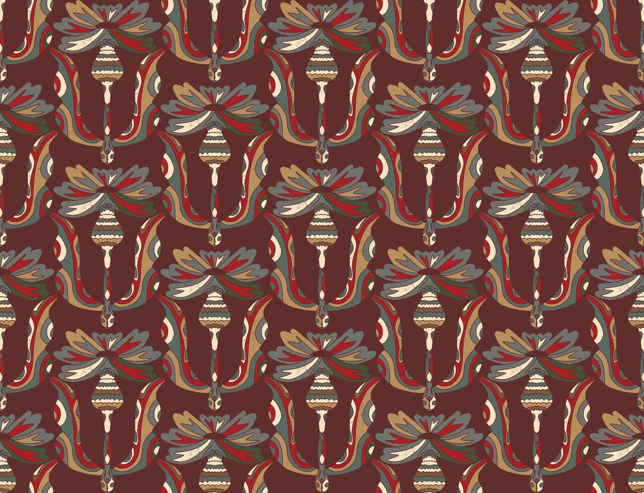 a pattern with a red background and a pattern with a red and brown design vector