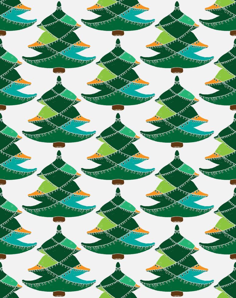a pattern with green and orange trees vector