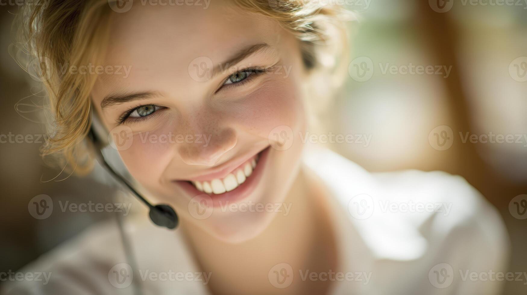 Smiling Customer Service Agent Portrait photo