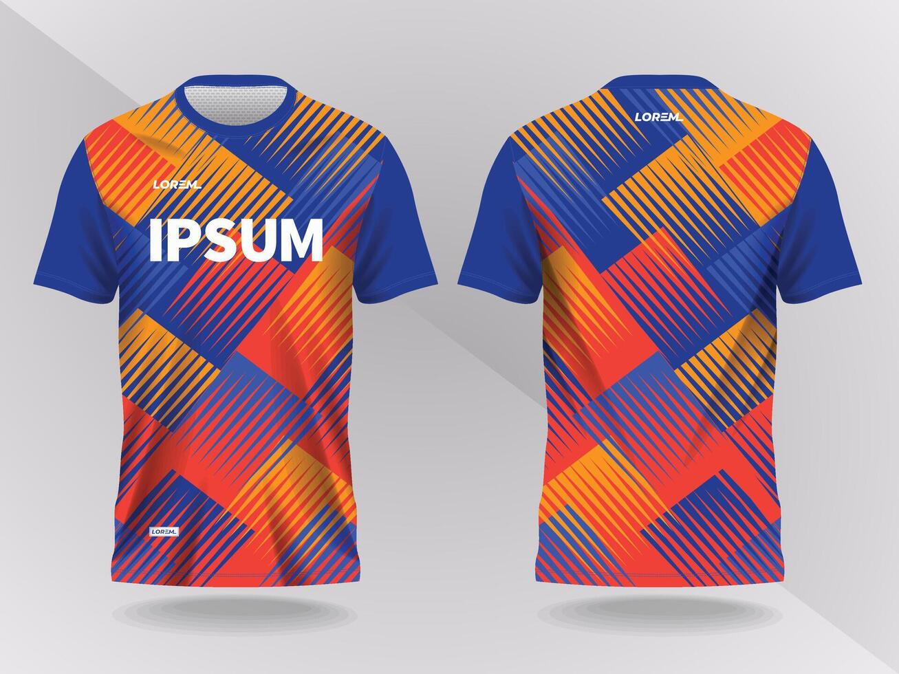 orange and blue background pattern for shirt sport jersey mockup template vector