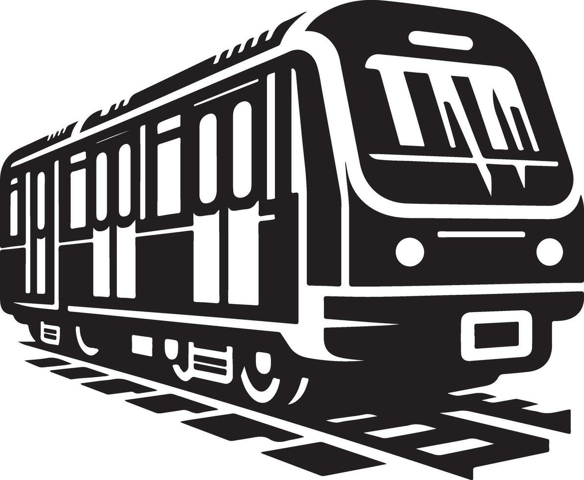Metro train side view black icon, Silhouette high resolution Eps vector