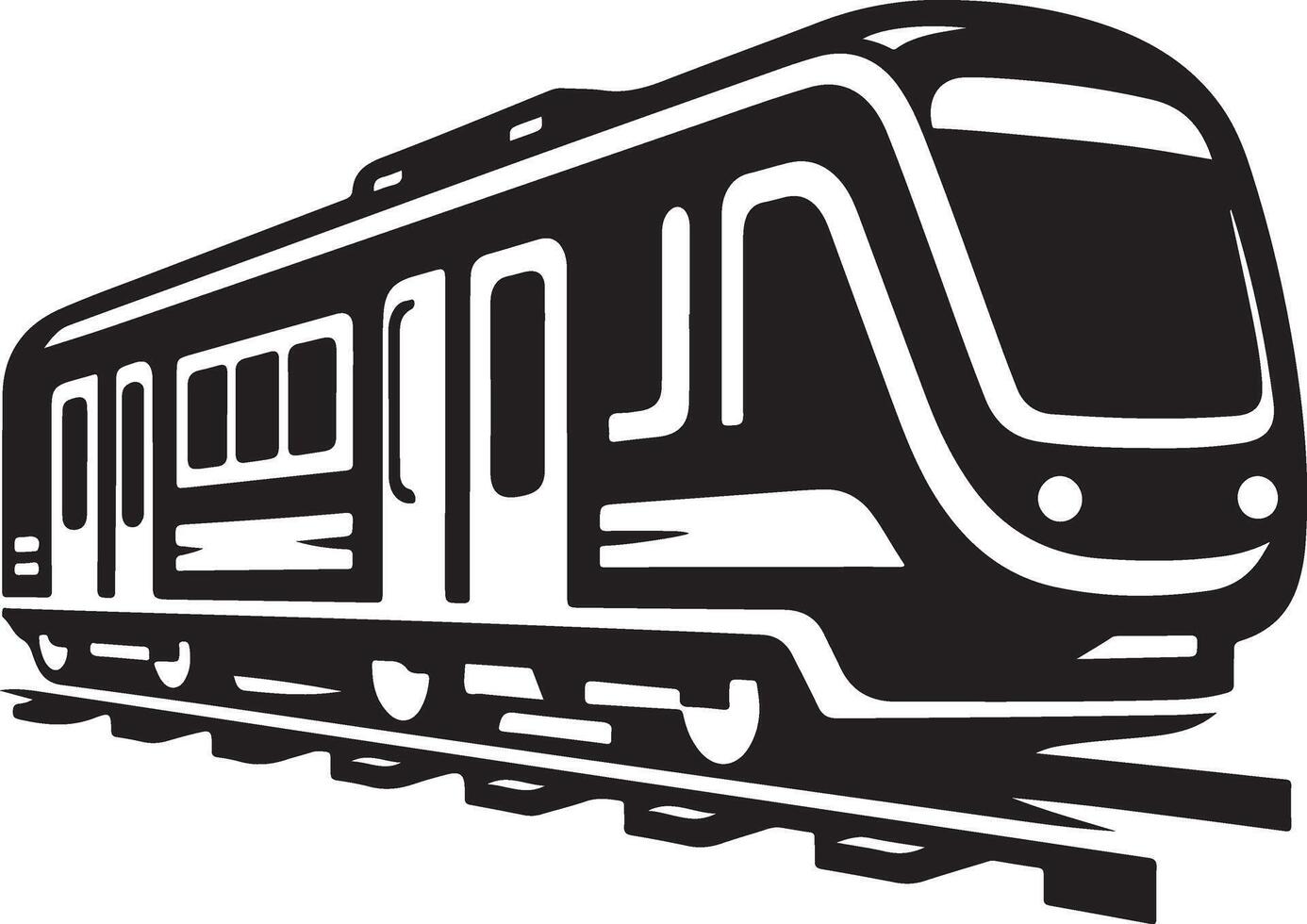 Metro train side view black icon, Silhouette high resolution vector