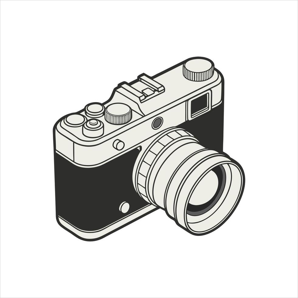 Vintage camera illustration, minimalist retro design vector