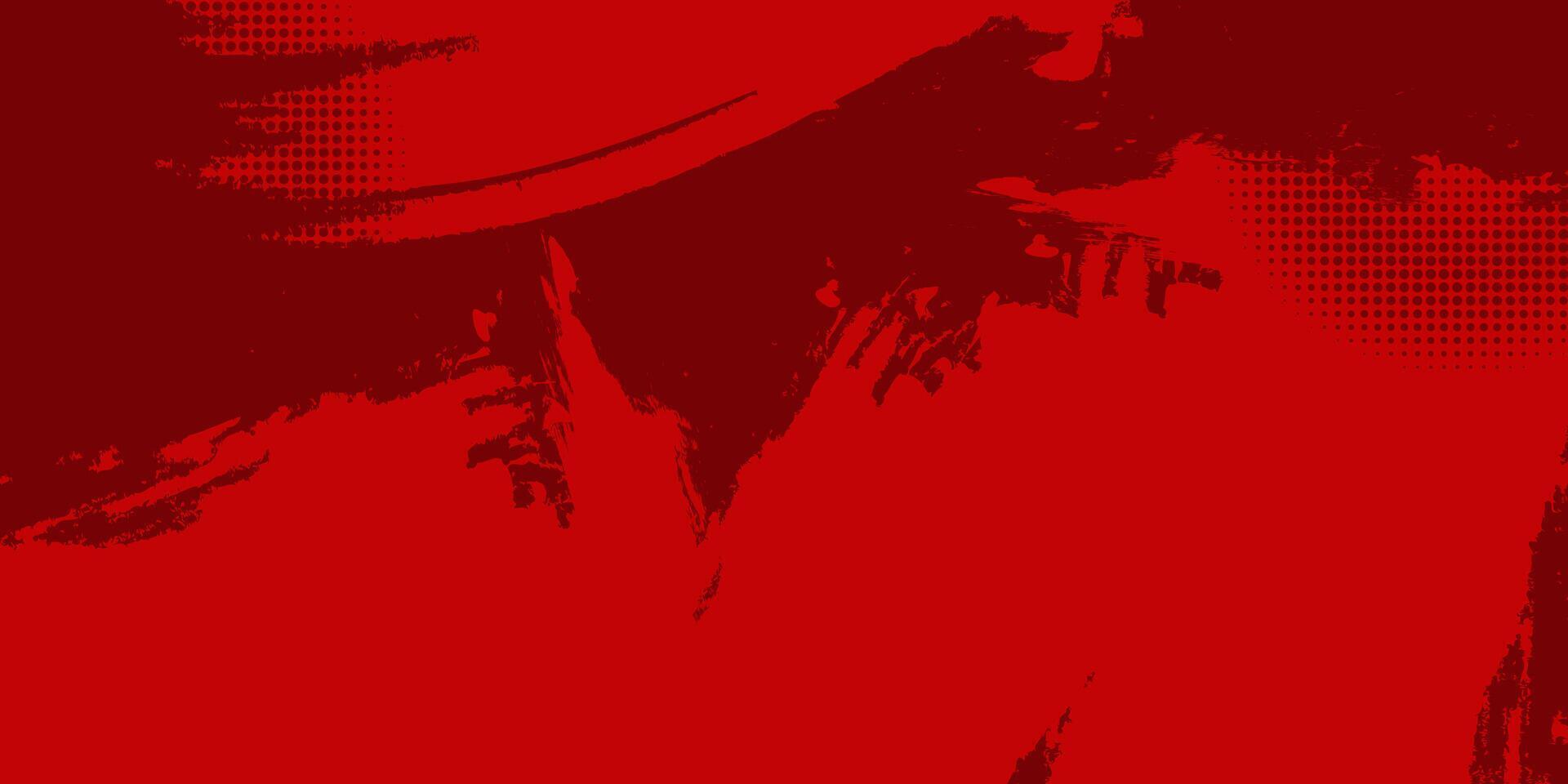 Vibrant Red Background with Hand-Painted Brush Effect and Halftone Design for Sports Use vector