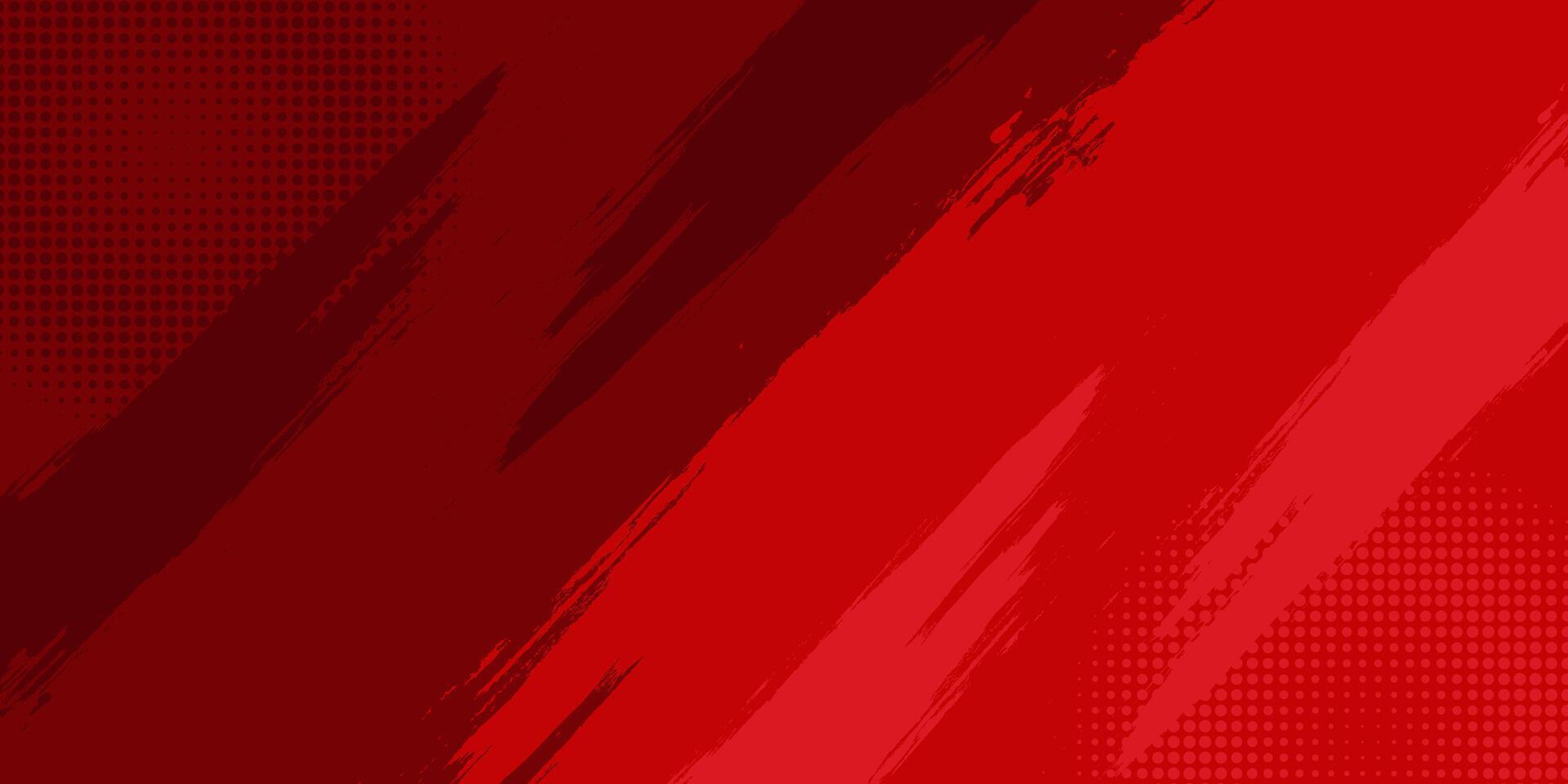 Sporty Red Background with Artistic Brush Strokes and Halftone Style Elements vector