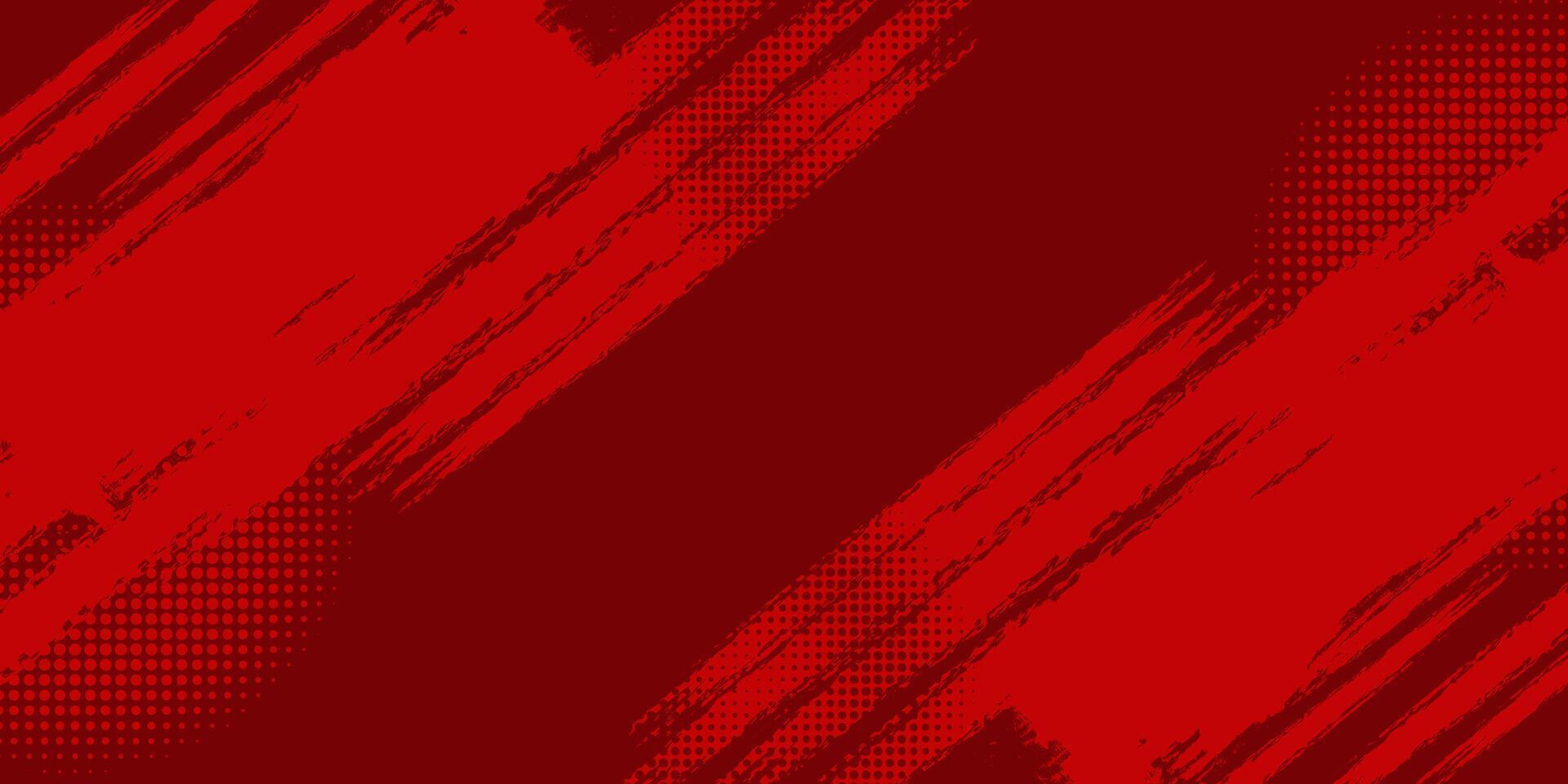 Red Abstract Background with Brush Strokes and Halftone Details in a Sporty Design Style vector
