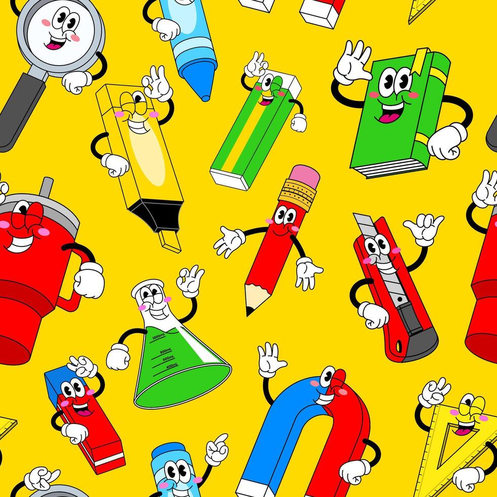 Seamless Pattern Design Of School Supplies Illustration vector