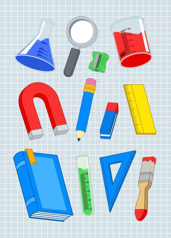 Collection of School Supplies Illustration vector