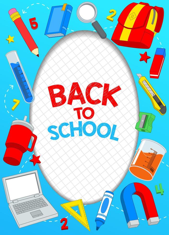 Retro Back to School Background with School Supplies vector