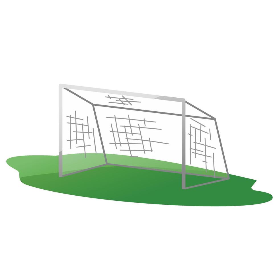 A soccer goal on a green field vector