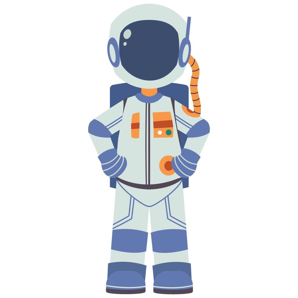 An astronaut in a space suit standing with his hands on his hips vector