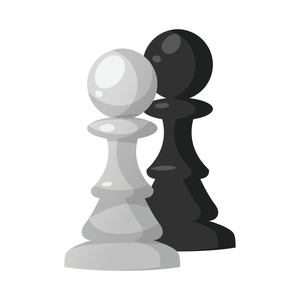 Two black and white chess pieces on a white background vector