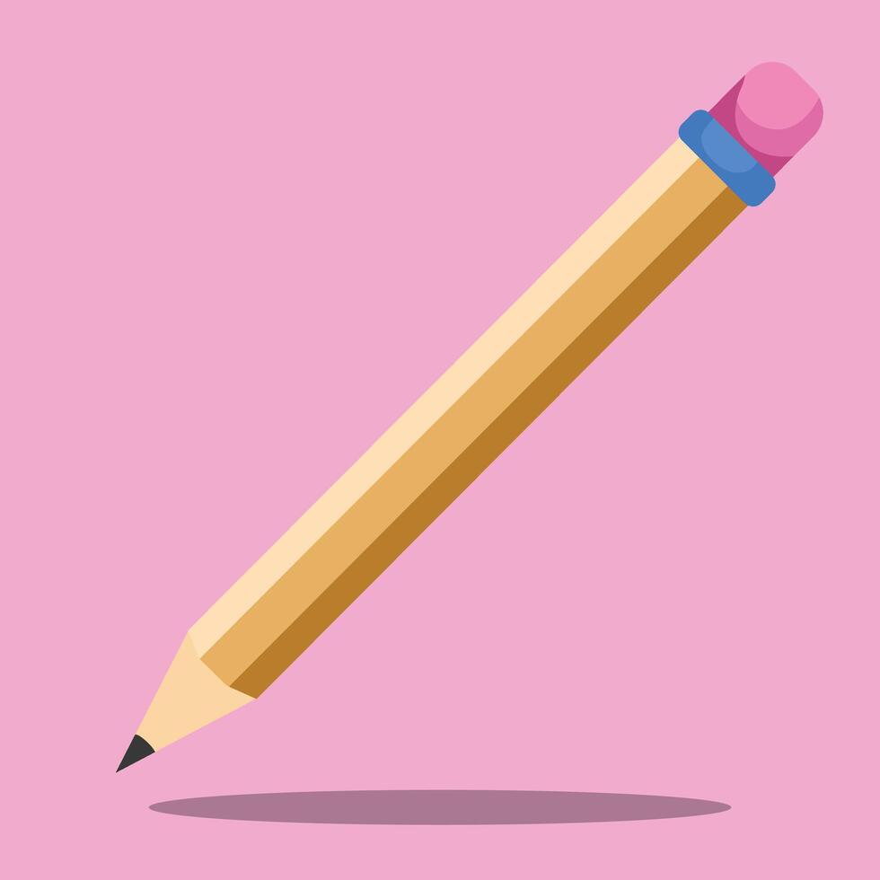 A pencil on a pink background with a pink eraser vector
