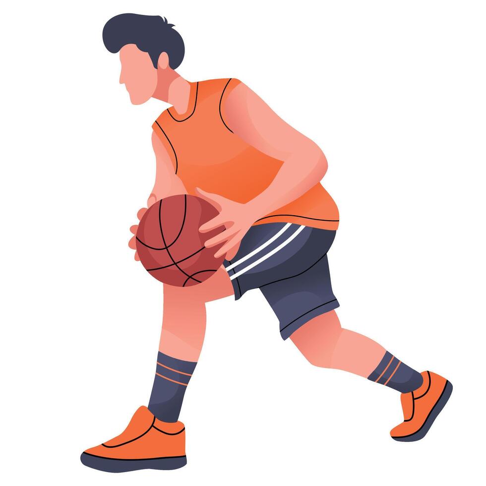 Basketball player with ball vector