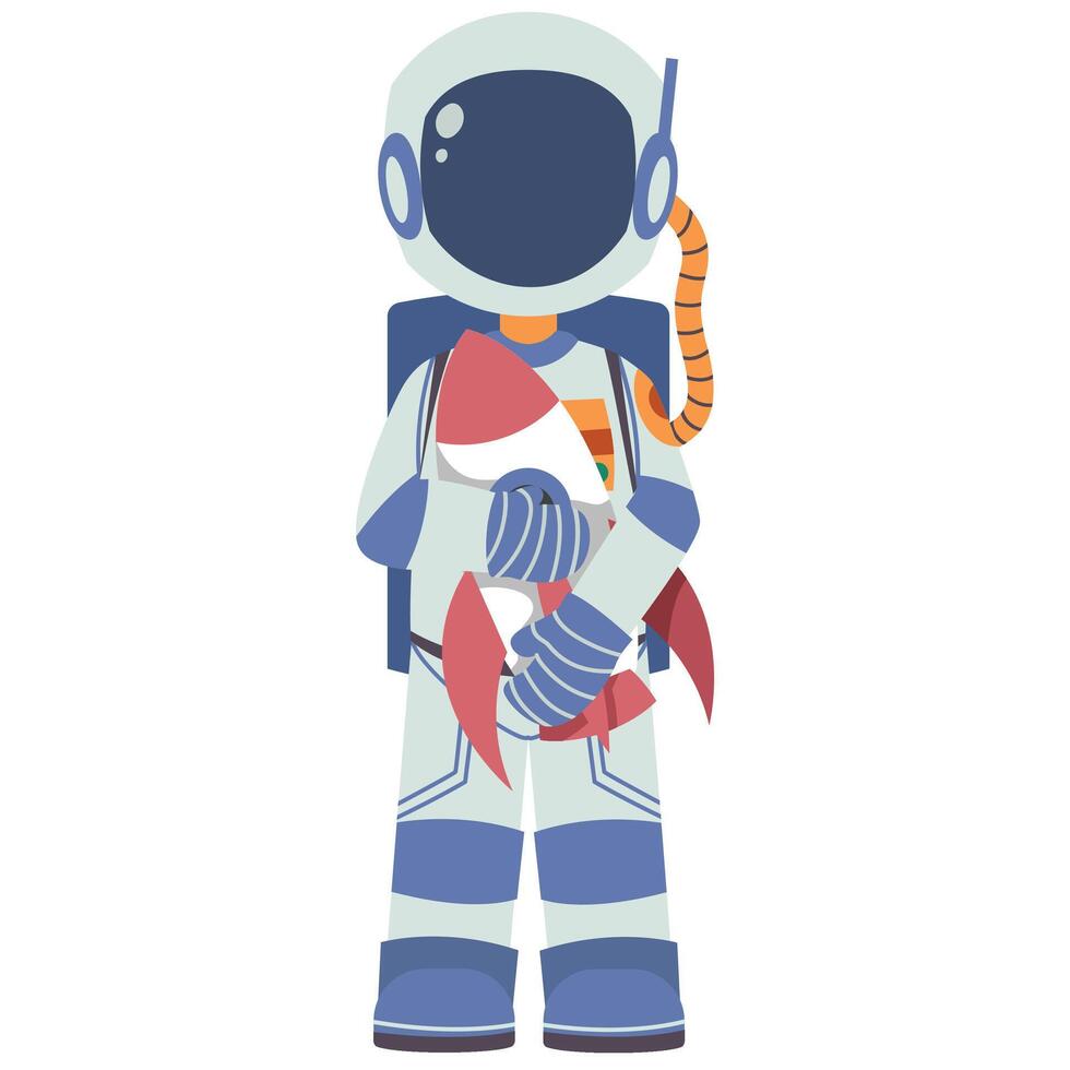 An astronaut holding a rocket vector