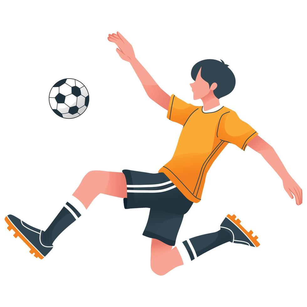 A soccer player is kicking the ball vector