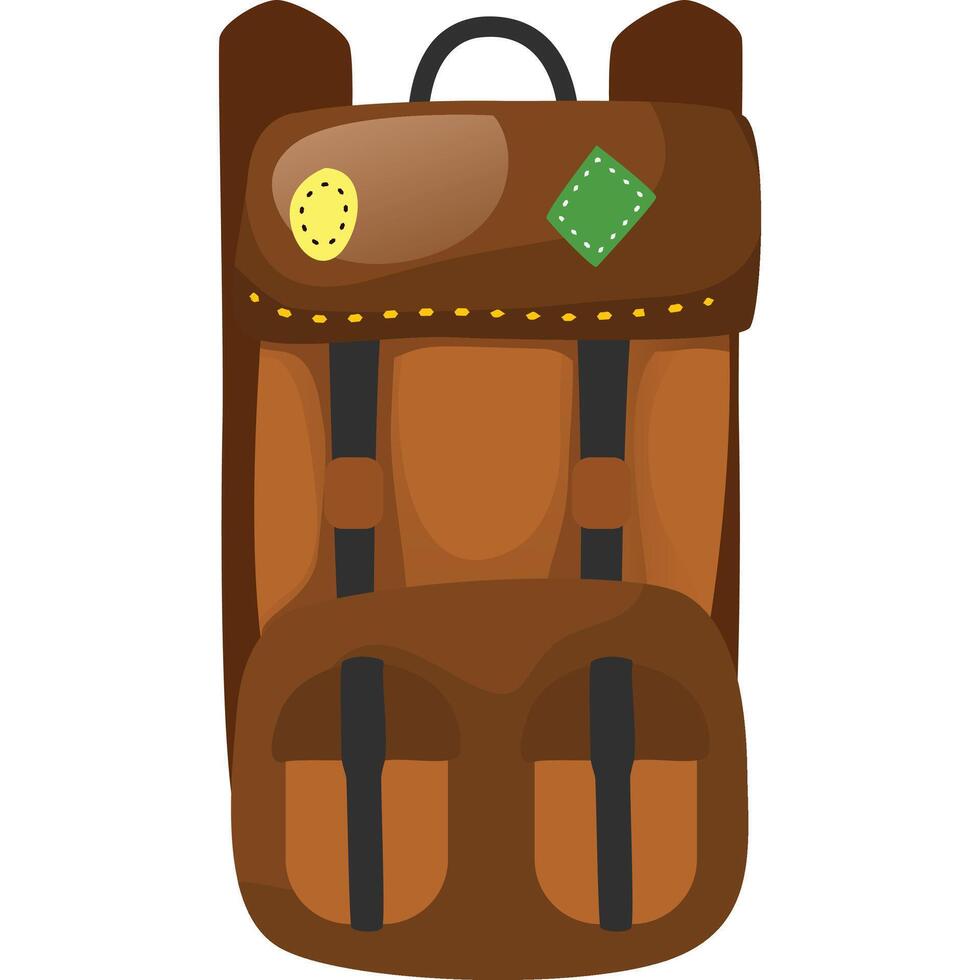 A brown backpack with a green patch on it vector