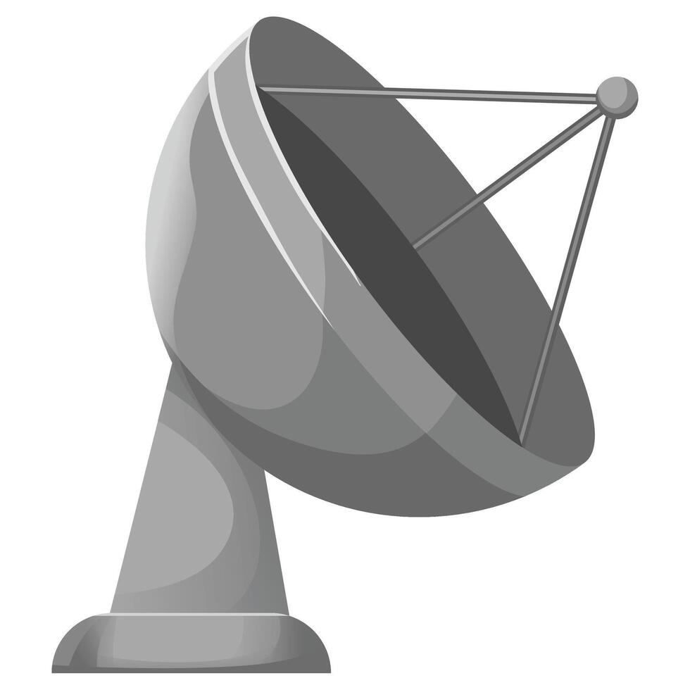 A satellite dish icon in cartoon style vector