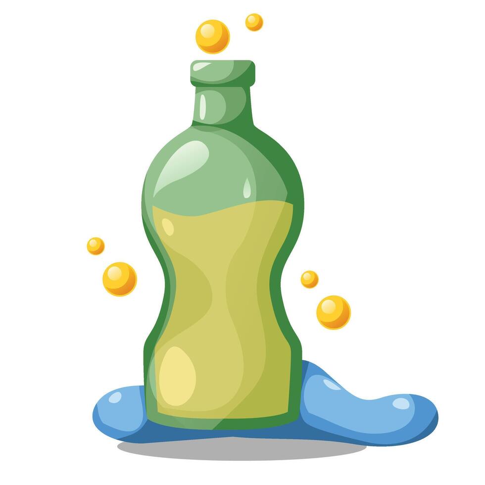 A bottle of liquid with bubbles and bubbles vector