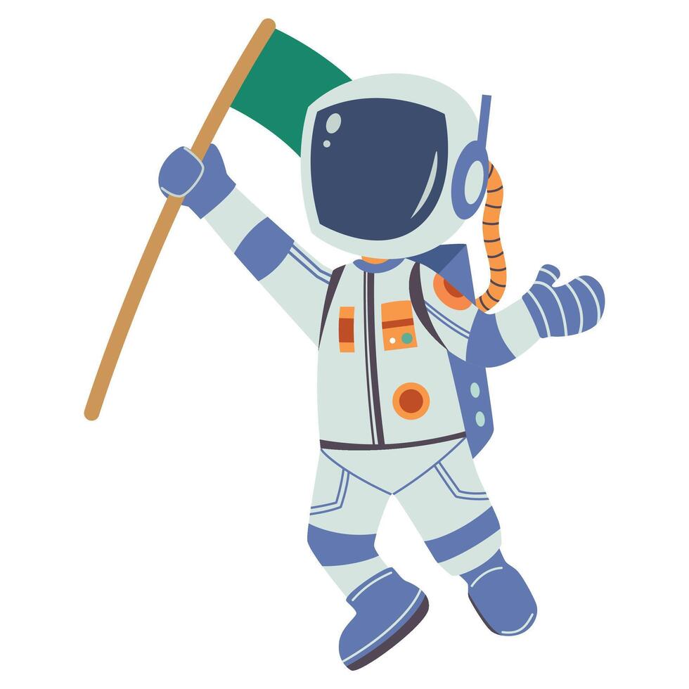 Astronaut holding flag and waving vector