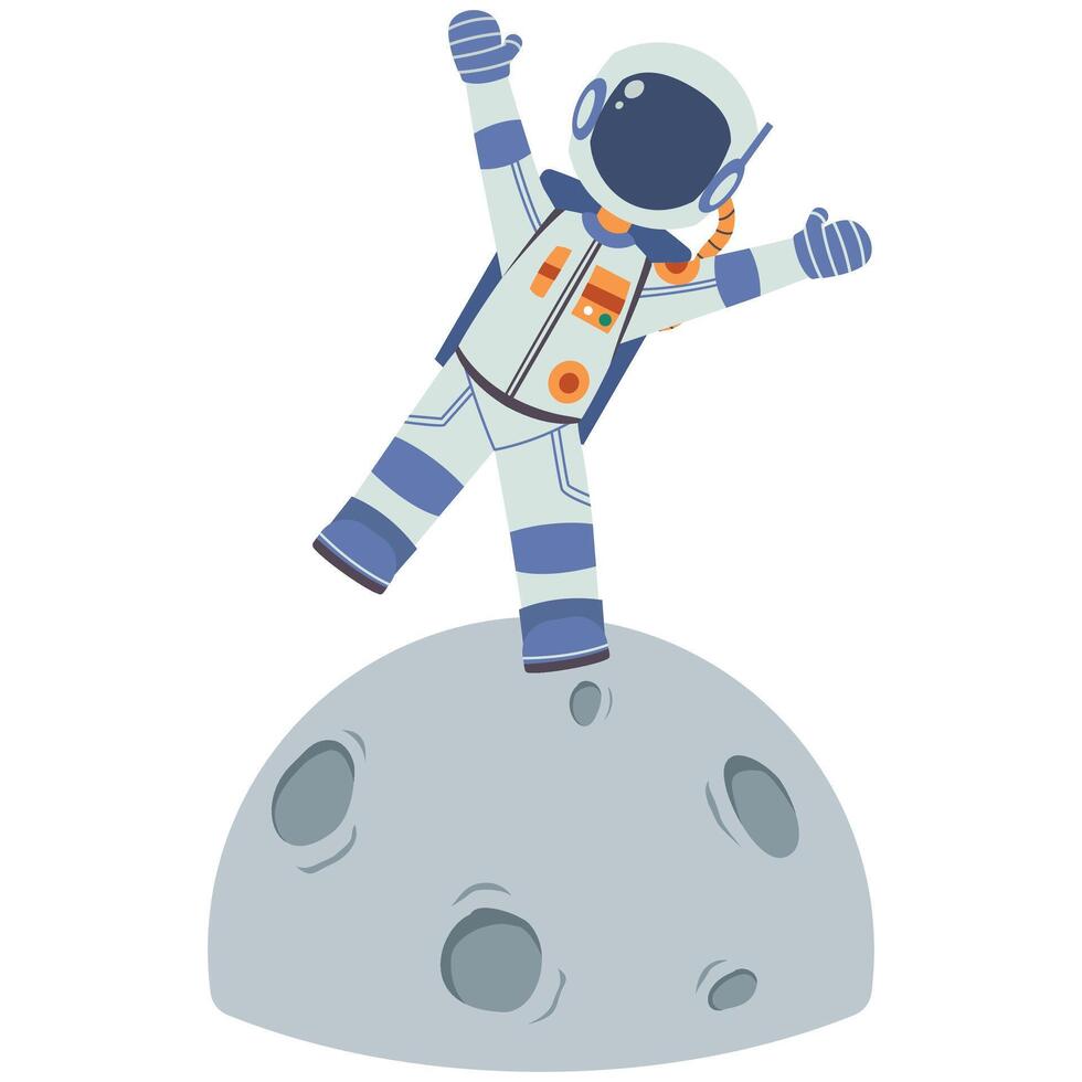 Astronaut on the moon illustration vector