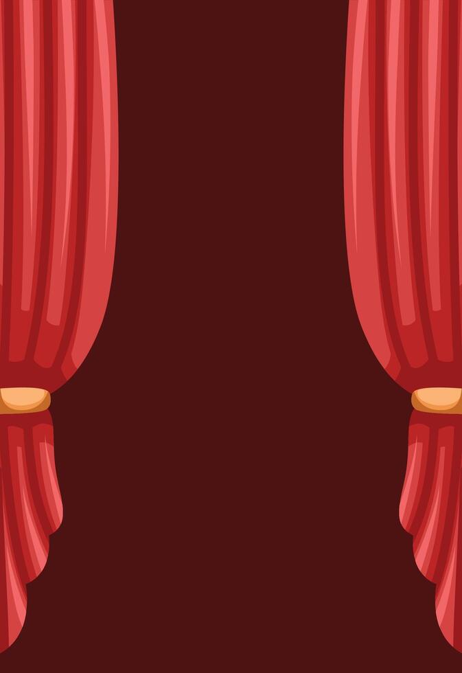 A red curtain with two gold rings on it vector