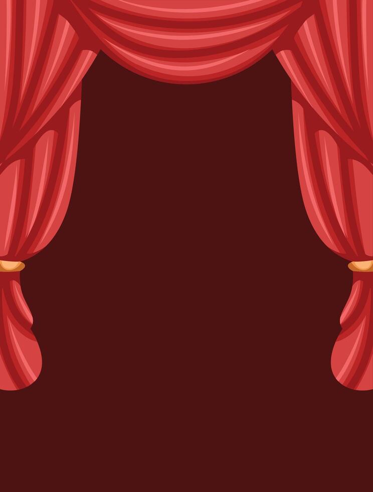 Theater stage with red curtains and gold rings vector