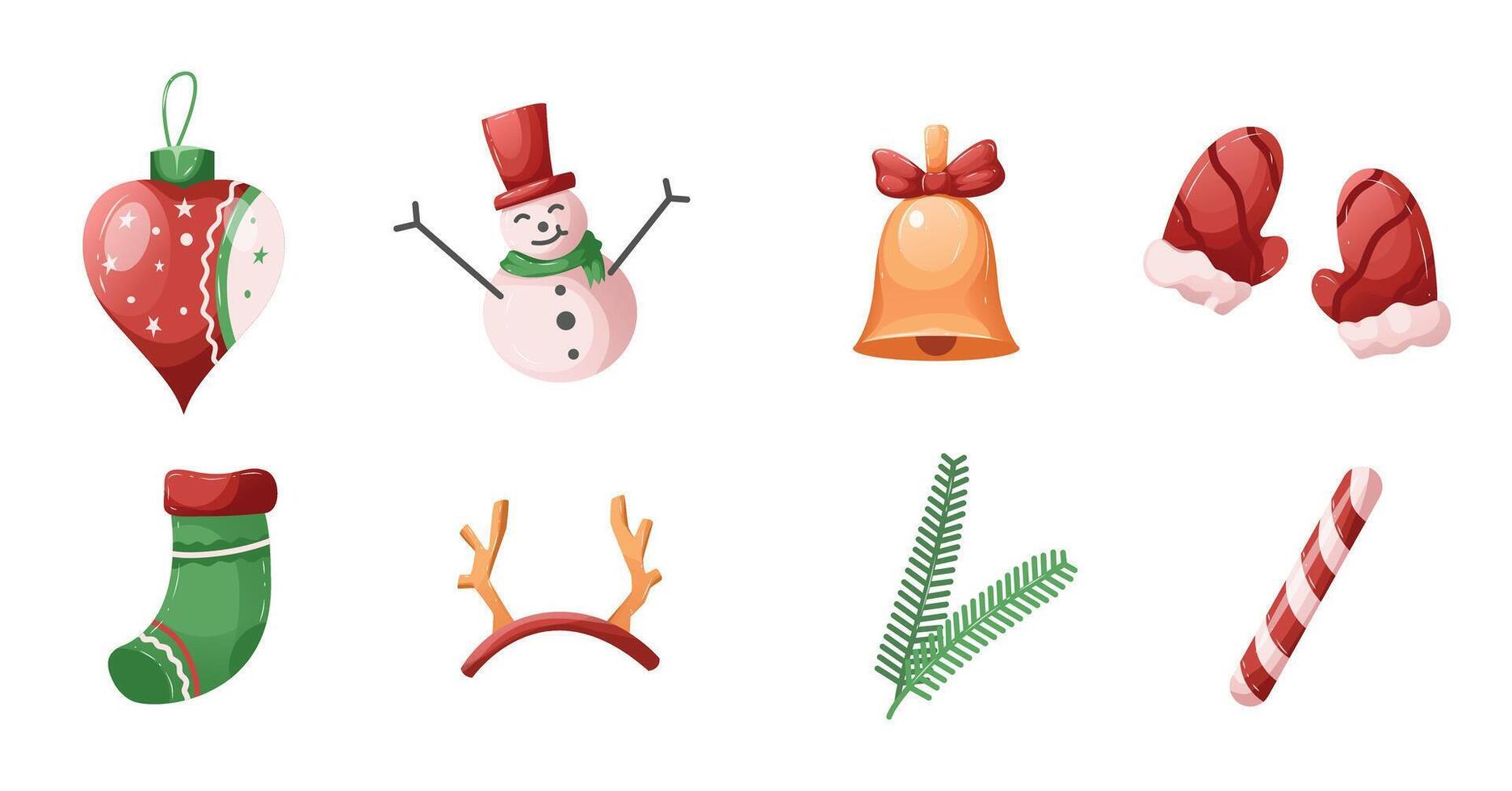 A set of christmas icons on a white background vector